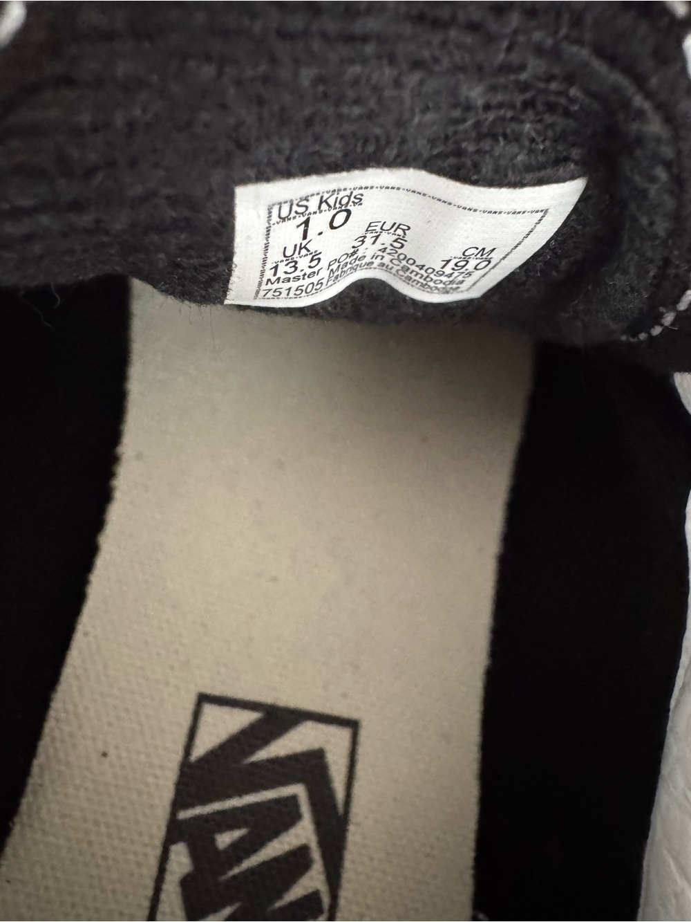 Vans Kids Black & White Canvas Velcro Sneakers - Picture 5 of 5